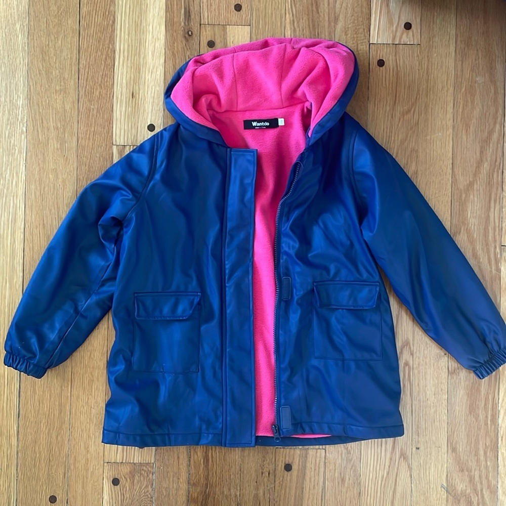Kids Blue Raincoat with Pink Lining